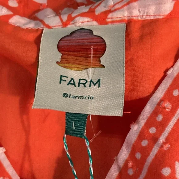 Women's FARM Rio Set Orange Neon Jungle Mini Bohemian Skirt | L /  Top | M - Picture 12 of 15